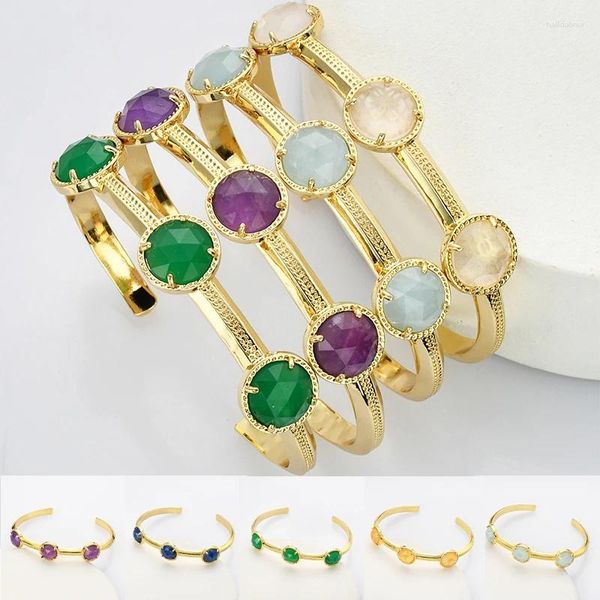 Bracciale in pietra naturale regolabile placcato oro 18 carati aperto 2023 tendenza gioielli di guarigione energetica per le donne regali di compleanno