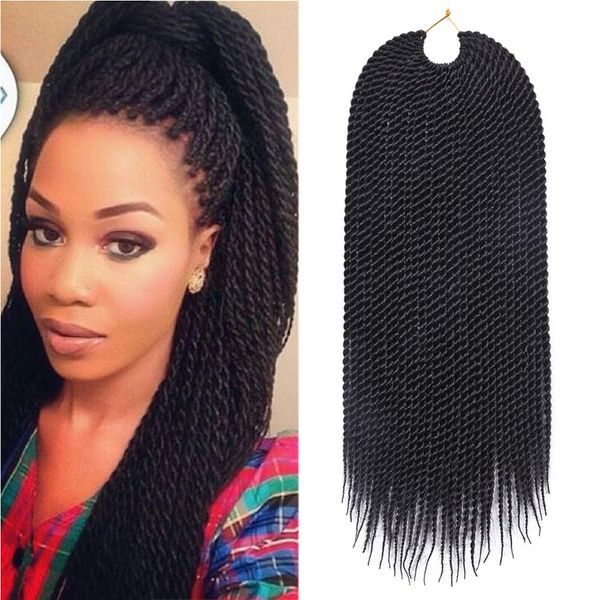 30 Stands Senegalês Torcer tranças de crochê para mulheres negras Alta temperatura Fibra sintética Senegalesa Twist Braiding Hair Extensions