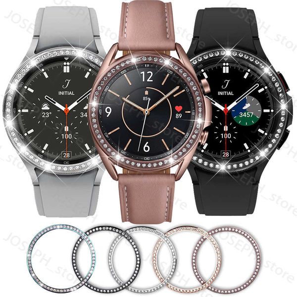 Outros acessórios de moda moldura de diamante para Samsung Galaxy Watch 4 Classic 42mm 46mm Caso de proteção de capa de metal anel de pára -choque Galaxy Watch3 41mm 45mm J230413