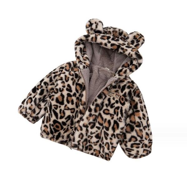 Outono crianças roupas de grife menino menina casacos de inverno leopardo jaqueta de lã com capuz meninas casaco