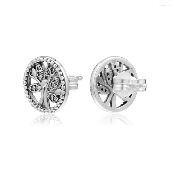 Ohrstecker Signature Trees Of Life 925 Sterling-Silber-Schmuck mit klaren CZ