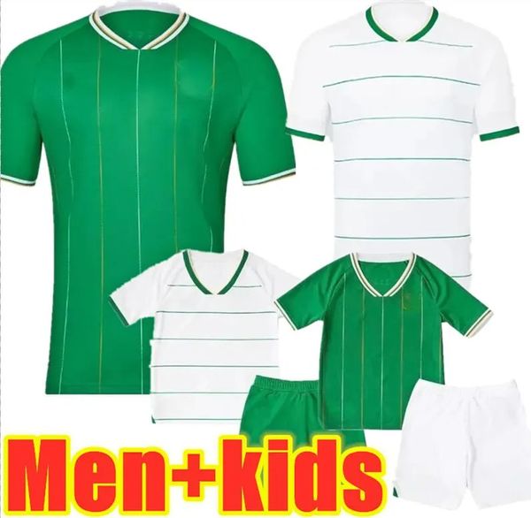 2023 2024 İrlanda Ev Uzak Yeşil Futbol Formaları Kiti Doherty Duffy 23 24 Beyaz Tops Tee Egan Brady Keane Hendrick McClean Futbol Gömlek Erkek Çocuk Üniforması