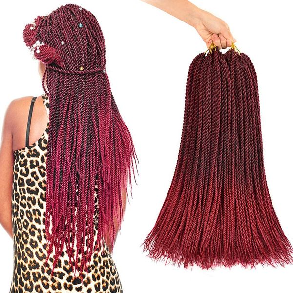 Senegalês Twist Hair Crochet Braids Color Borgonha 30 Stands sintéticos Senegalês Torcer Braiding Hair Extensions para mulheres negras
