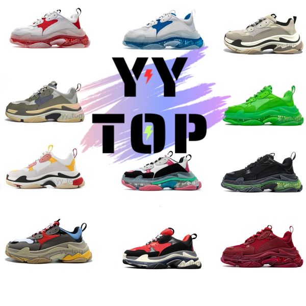 Neue Top-Designer-Schuhe Triple S Herren Damen Plateau-Sneaker, klare Sohle, Schwarz, Weiß, Grau, Rot, Rosa, Blau, Royal, Neongrün, Herren-Trainer, Tennis-Freizeitschuhe