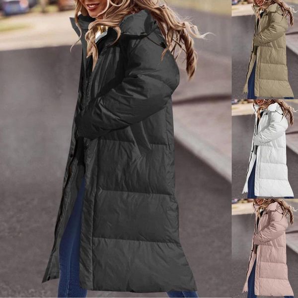 Damenjacken 2023 Herbstmode Mäntel Lässige Lose Fleece Lange Kapuzenoberbekleidung Leichte Blasenjacke Damen