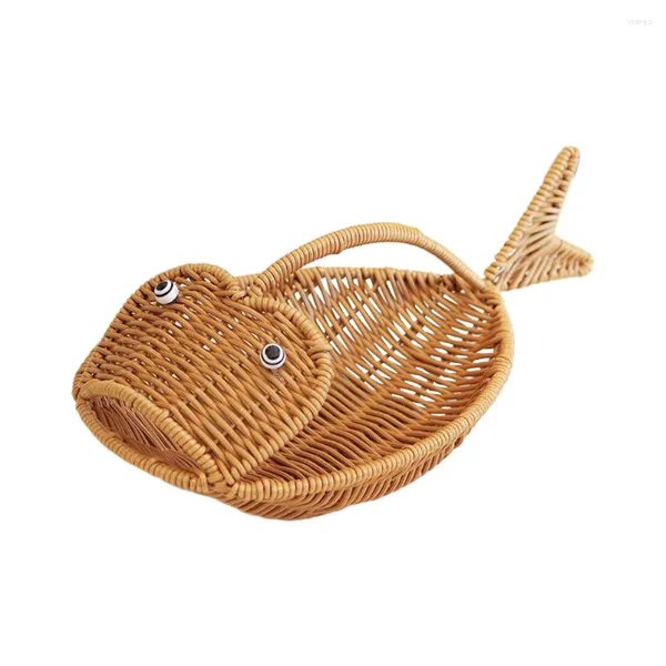 Geschirr-Sets Ablagekorb Dekoration Home Wicker Tablett Geflochtenes Obst Kunststoff Rattan