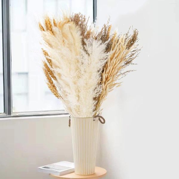 Fiori decorativi 100 pezzi essiccati grandi pampas erba canna steli di grano pianta naturale per composizioni floreali cucina di casa matrimonio di Natale