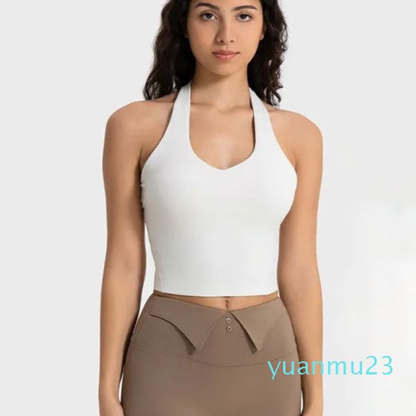 Canotte alla moda con collo appeso Canottiere da yoga morbide come il burro Intimo delicato sulla pelle Canotte da donna Reggiseno sportivo sexy slim fit con coppe rimovibili