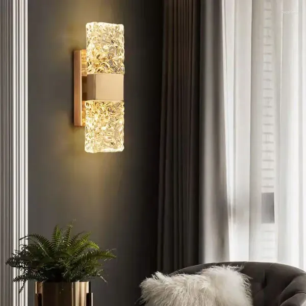 Duvar lambası lüks modern ışık su dalgalanma cam dikdörtgen oturma odası yatak odası çalışma ev dekor için kapalı aydınlatma