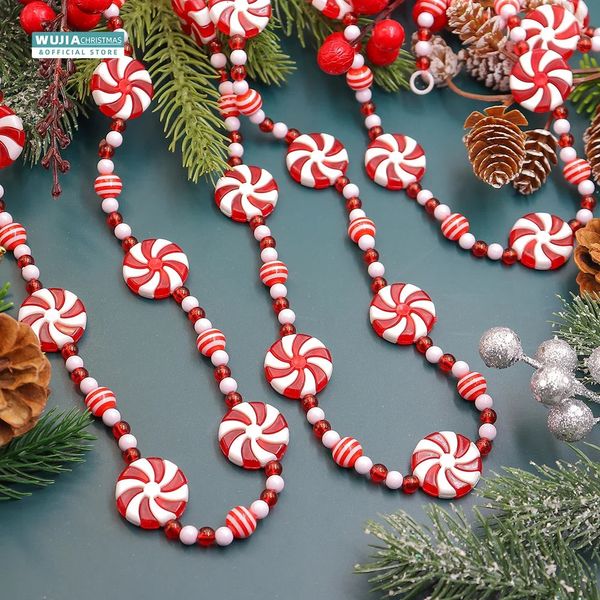 Decorações de Natal Colorido Doce Pingente Garland String Bead Enfeites Quarto Infantil Xmas Tree Lareira Grinalda DIY Ano Festa Decoração de Casa 231109