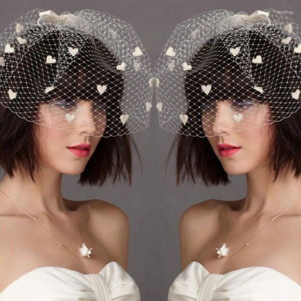 Saç klipsleri 2023 Beyaz Fildişi Siyah Kısa Düğün Dökümleri Gelin Headwear Head Band Aksesuarları Headdress El Yapımı Tiara