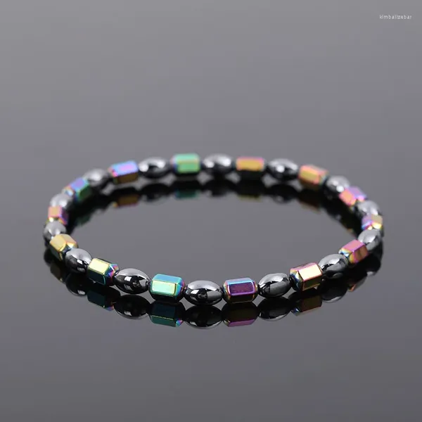 Strand colorido preto obsidiana riqueza pulseira de cristal feminino masculino pulseiras 23cm alívio natural reiki cura pedra estiramento pro