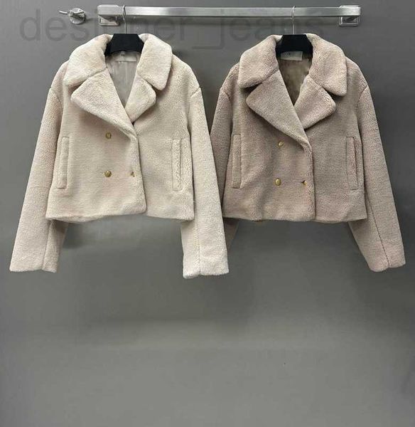 Pelliccia finta da donna firmata Autunno e inverno Nuovo CE Nanyou Gaoding Casual stile semplice Morbido glutinoso caldo sciolto lana di agnello Cappotto con colletto con fibbia doppio petto 6BON