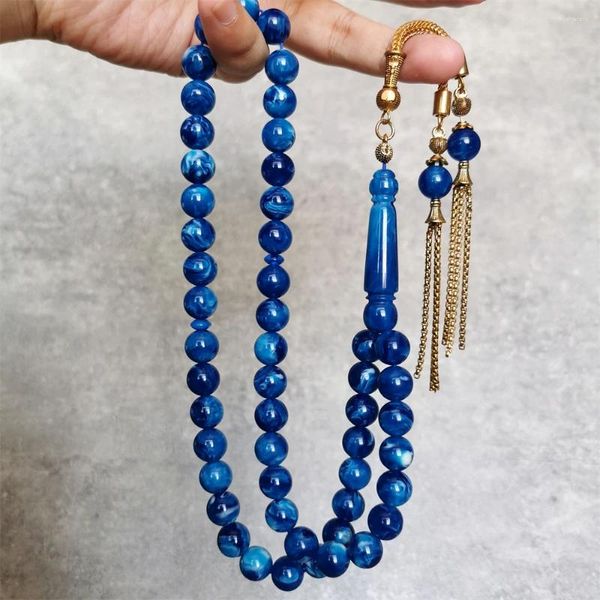 Strand Islamic Arabia Regali Perline Mala Preghiera musulmana all'ingrosso Collana con rosario color ambra blu Tasbih