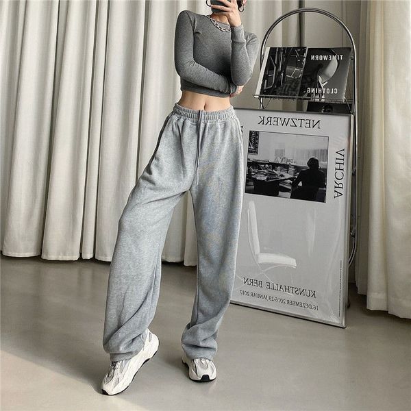 Calças femininas Capris Cinza Sweatpants Mulheres Baggy Harem Pants Wide perna Ponta de moletom de grande tamanho Harajuku Woman Woman High Wistide Black Troushers 230413