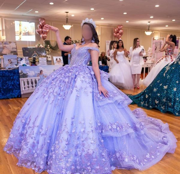 Sage Quinceanera Elbise 2024 Boncuklu korse Charro Mexican Gül Altın Quince Sweet 15/16 Doğum Günü Partisi Elbise 15. Kız Drama Kış Resmi Balo Gala Lavanta Buz Mavisi