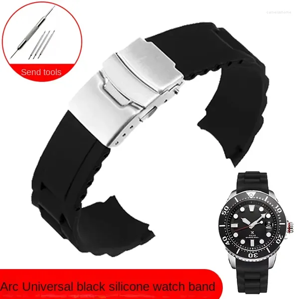 Assista Bandas Universal Várias Marcas de Interface Curva Silicone Strap 16/18/20/22/24/26mm Pulseira de Borracha Impermeável