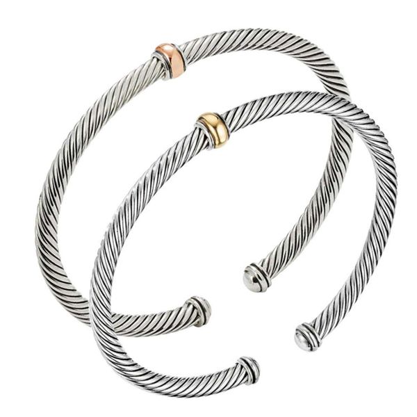DY Pulseira Jóias clássico designer de luxo top acessórios moda pulseira de aço inoxidável corda de fio de titânio dupla cor abertura pulseira feminina dy jóias