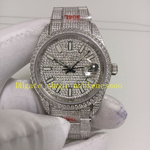 2 Stil Diamant Uhren echtes Foto für Herren 41 mm Saphirkristall Full Diamond Dial Armband 904L Stahl 116334 TW 2824 Bewegung Automatische Uhren Armbanduhren