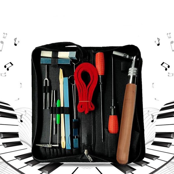 Tragbares professionelles Piano-Tuning-Kit-Werkzeug-Tuner-Werkzeug-Set mit festem Stimmschlüssel mit Holzgriff und Tasche