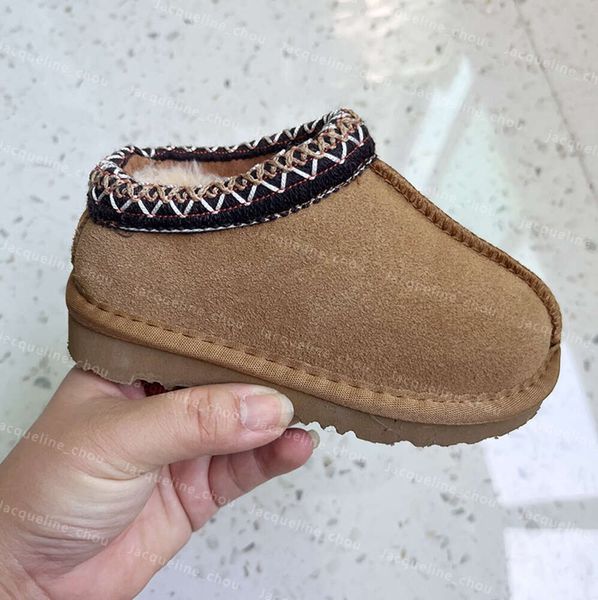 Stivali da bambino per bambini Pantofole Tasman Tazz Australia Scarpe da bambino Ciabatte in pelliccia di castagna Stivaletti ultra mini in vera pelle Muli piatti invernali con semi di senape Stivaletti da neve 8025ESS