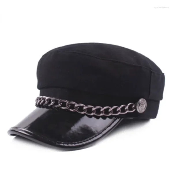 Береты из искусственной кожи, шляпа в стиле милитари, зимние матросские шапки для женщин, девочек и мальчиков, бейсболка, черный, серый берет с плоским верхом Sboy