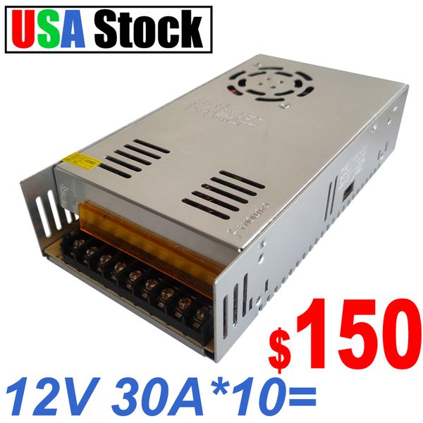 12V 30A DC Netzteil Universal Geregelte Schaltung AC zu DC Konverter AC DC110V/220V LED Treiber Niederspannungstransformator für CCTV 3D Drucker LED Treiber usastar