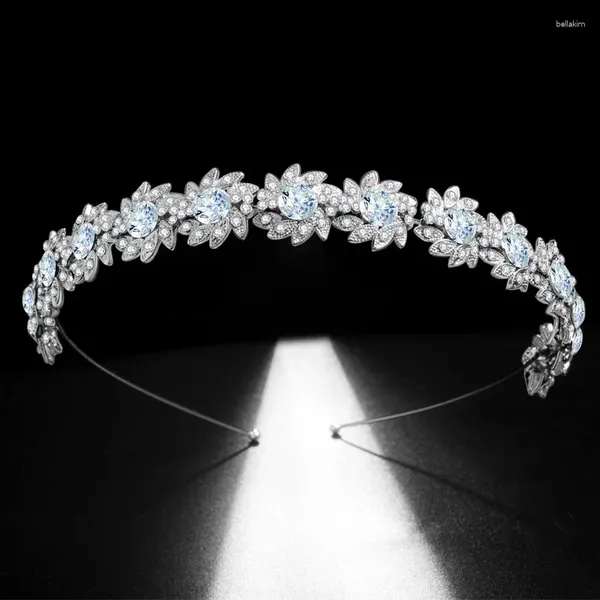 Saç klipleri Floralbride Çarpıcı Alaşımlı Rhinestone Crystal Bridal Tiara Prenses Taç Düğün Aksesuarları Kadın Nedime Takıları