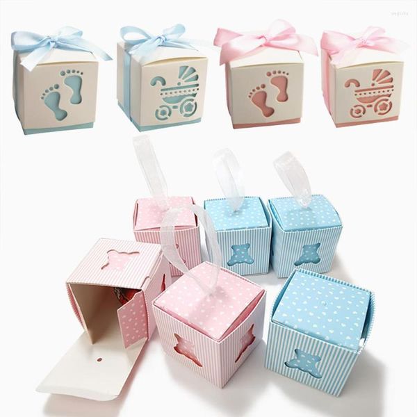 Enrolamento de presentes 20/50/100pcs de bebê box box chuveiro de bolsa de doce de bolsa doce festa de casamento festas de casamento com fita com fita