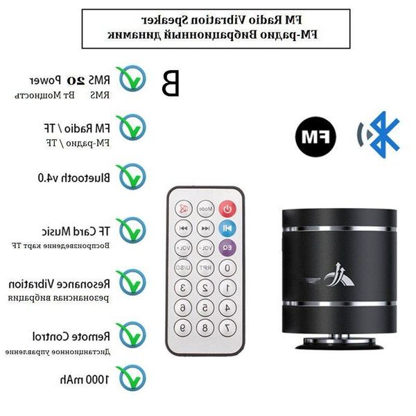 Бесплатная доставка Мини-металлический вибродинамик Bluetooth Портативные колонки Беспроводной резонанс Супер бас Стерео сабвуфер Громкая связь с микрофоном Omji