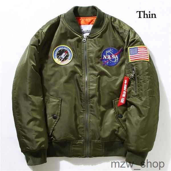 Nasa jaquetas outono piloto jaqueta casaco preto verde bomber ma1 homens nasa bordado casacos de beisebol com zíper m-xxl 3 9yx5