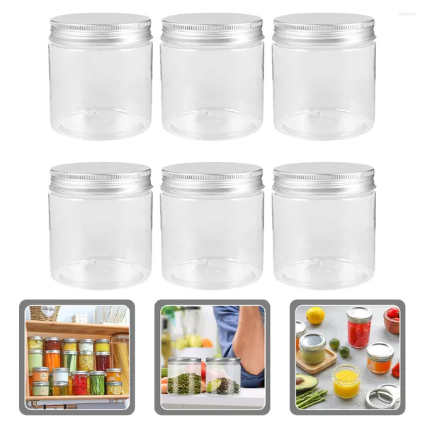 Aufbewahrungsflaschen 6 Stück Aluminiumdeckel Mason Jars Klarer Behälter Pfefferstreuer Spielzeug Kleines Gewürz Haustier Kunststoff Party Favor Jar Baby