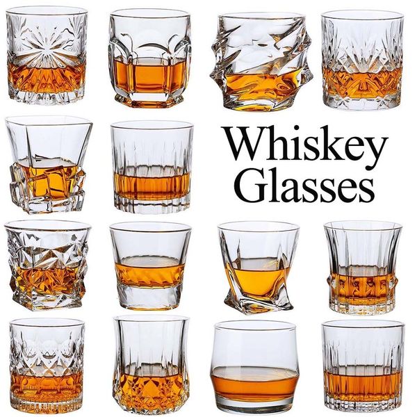 Tumblers Whiskey Cup Cup Crystal Whisky Glasses чашки для алкоголя пить скотч -бурбон коньяк водка джин текила ром Home Bar 230413