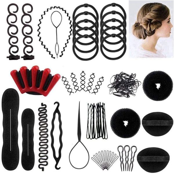 Faixa de cabelo 53 pçs / conjunto multi estilo mulheres acessórios trança estilo hairpins torção nupcial artefato meninas ferramentas 231113