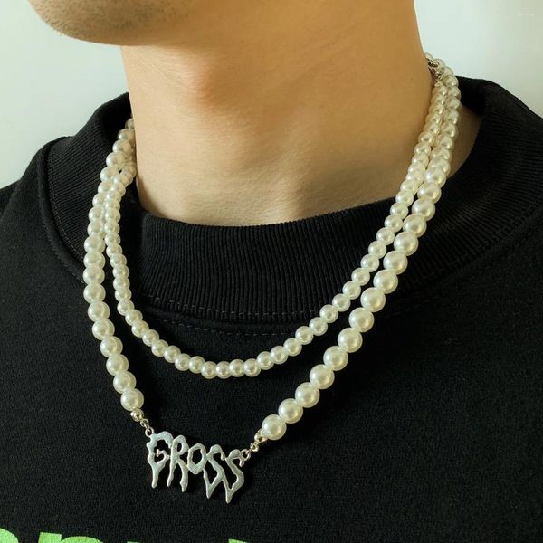 Ожерелья с подвесками Sindlan, 2 шт., жемчужное ожерелье в стиле панк для мужчин, уличная одежда, гот, буквенный комплект для пар, эмо, модные ювелирные изделия, ошейники Para Mujer