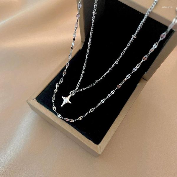 Catene Collana con pendente a croce a catena gotica vintage Colore argento Cool Street Style per regalo donna ragazza Gioielli collo all'ingrosso