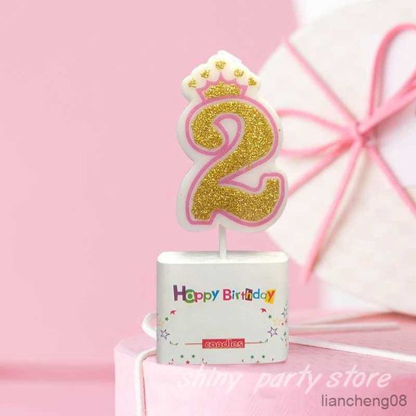 Kerzen Alles Gute zum Geburtstag Kuchen Dekoration Digitale Kerze Krone Gold Pulver DIY Kreative Party Jahrestag Goldene Baby Kerze Großhandel