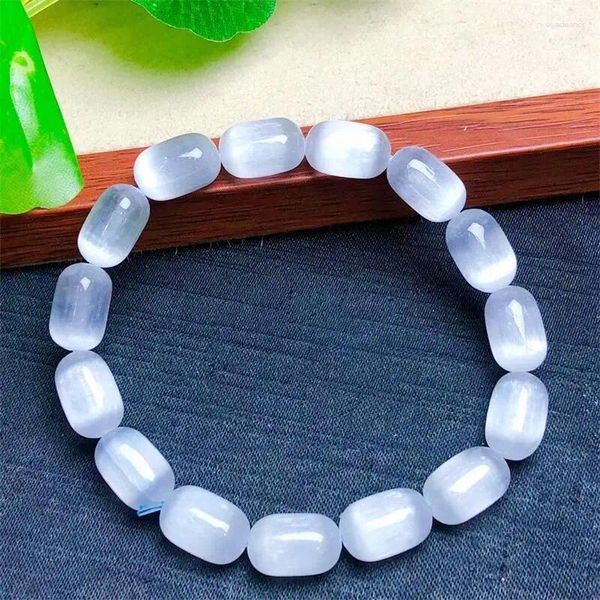 Bangle Natural Selenite Pulseira Quartz Gemstone Jóias Cristal Stretch Crianças Presente de Aniversário 1 PCS 7x12mm