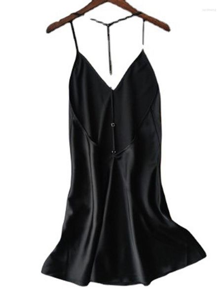 Moda de sono feminina Top moda feminina Sexy Deep V Suspender Nightdress Backless Home Saia Dormir Salia Européia e Americana Erótica