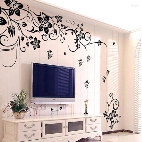 Adesivos de parede DIY bela arte decalque decoração moda flor romântica decoração de casa 3d papel de parede mural poster