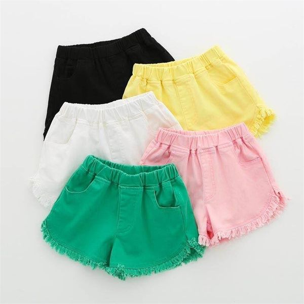 Shorts ienens crianças meninas meninas de verão calça calças jeans roupas crianças meninas casuais calças curtas Infantil Bottoms L230412