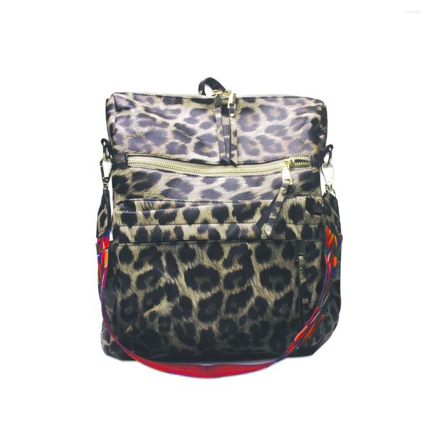 Zaino da donna Zaini leopardati in pelle PU con tracolla Robin Borsa a tracolla a tracolla DOM1404