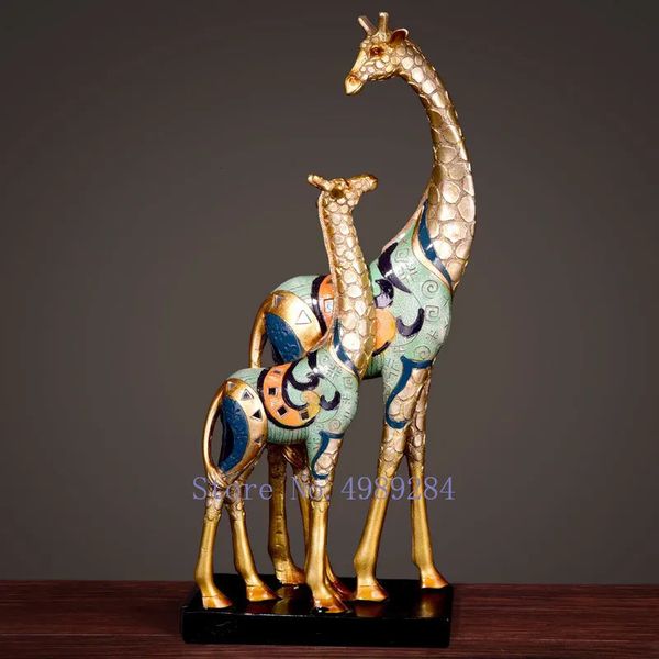 Oggetti decorativi Figurine Nordic Creativo Resina Oro Simulato animale giraffa pappagallo Casa moderna Artigianato ornamenti figurine in miniatura 231113