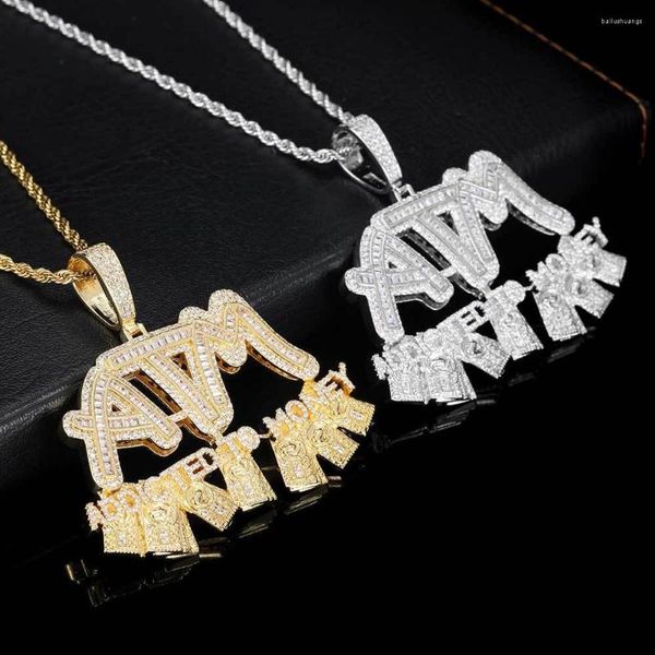 Colares pendentes Hip Hop atm viciado em dinheiro cubic zircon cz gelado de rapper rock letras