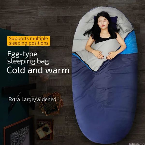 Schlafsäcke im Freien, eiförmiger, vergrößerter und erweiterter Schlafsack, ultraleicht, warm, wasserdicht, 230 x 100 cm, 231113