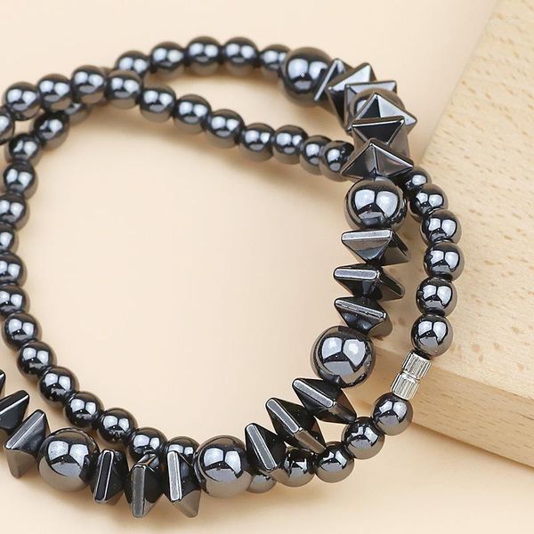 Catene Ematite naturale Geometrica nera Collana con perline a mano Ornamenti per gioielli da uomo di moda