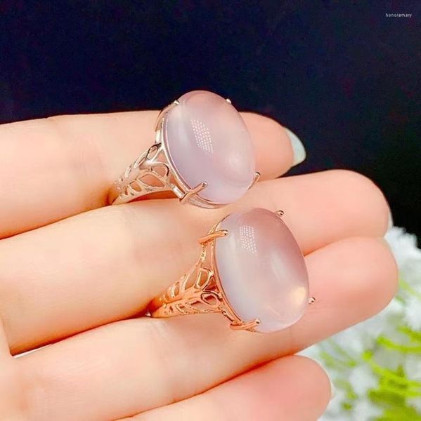 Ringos de cluster kjjeaxcmy jóias finas S925 Sterling Silver Inclaid Natural Rose Quartz Girl Classic Ring Support Teste