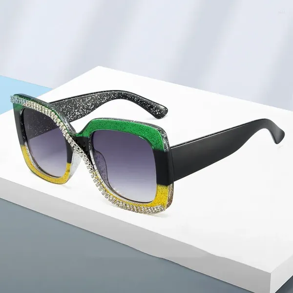 Солнцезащитные очки Yoovos в оправе «бабочка», женские роскошные квадратные блестящие бриллианты, красочные, в широкой оправе, большие очки