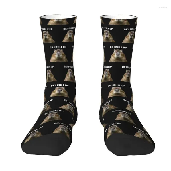 Herrensocken Lustige Ok I Pull Up Capybara Damen Herren Warme 3D-gedruckte Sportbasketballsocken