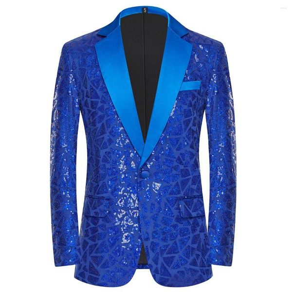 Erkek Suit 2024 Üçgen Renk Engelleme Sequin Blazer sahne Ziyafet Performansı Po Studio Pography